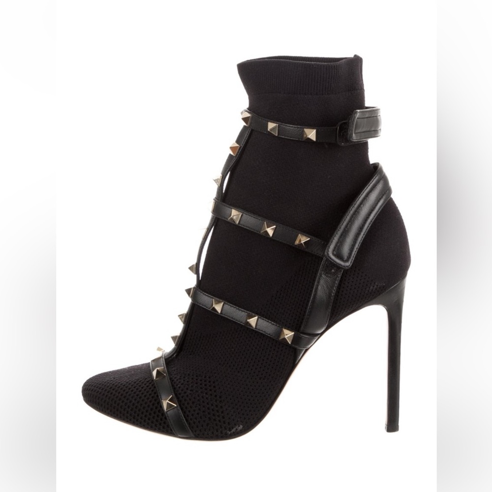 Valentino Black Studded Heeled Boots - Picture 2 of 6